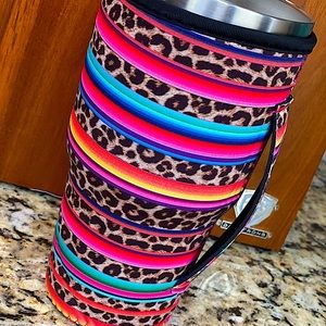 Leopard Serape Leopard TUMBLER sleeve W/Handle